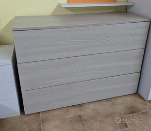 Comò tre cassetti olmo