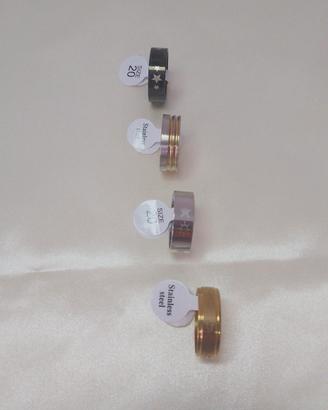set 4 anelli acciaio inox misura 20 nuovi unisex