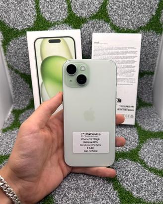 IPhone 15 128gb Blu/Verde - Perfetti Gar. 12 Mesi