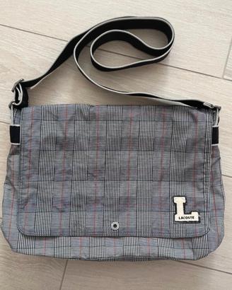 Borsa a tracolla Lacoste originale a quadri grigia