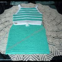 TOP E GONNINA PURO COTONE (VERDE E BIANCO) Uncinet