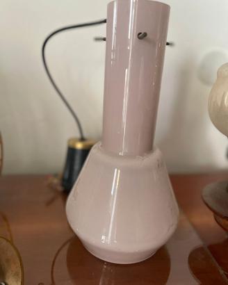 Lampadario vetro opalino rosa vintage anni 60-70