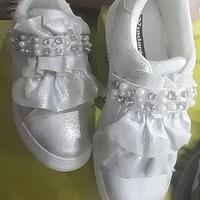 scarpe lurex argento +oro con perle e strass 38o39