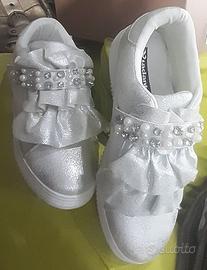 scarpe lurex argento +oro con perle e strass 38o39