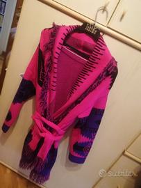Cardigan fucsia/viola /nero stile jacquard 