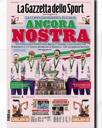 GAZZETTA D. S. DEL 25 11 2024 COPPA DAVIS SINNER
