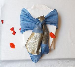 Foulard Stola fusciacca  in  seta  azzurra  e bron