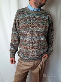Maglione vintage geometrico Missoni Sport cotone