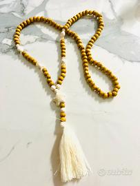 Collana Boho Chic/Japa Mala 108 grani- Legno Ocra