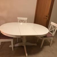 Tavolo allungabile, bianco e 4 sedie