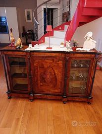 credenza inglese metà 800 in radica di noce 