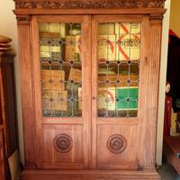 Libreria Credenza Vetrina antica in noce massello