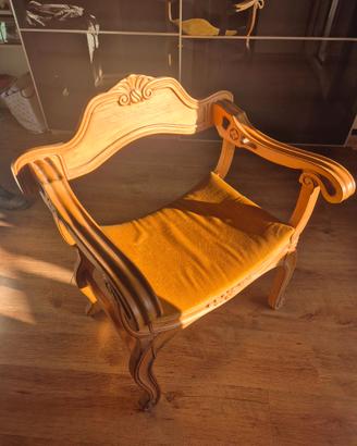 Sedia Savonarola vintage in legno massello