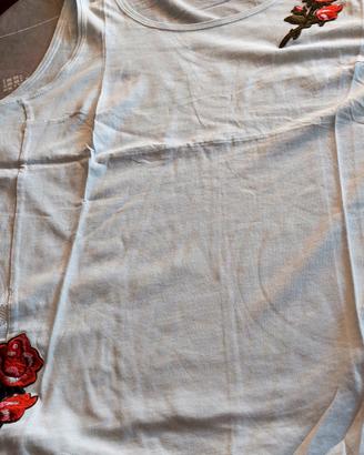 Canottiera donna con inserti pizzo