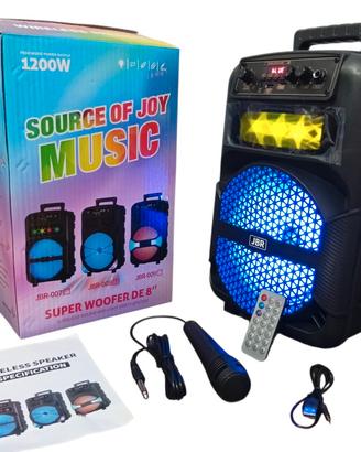 Cassa bluetooth portatile karaoke 1200 watt pmpo 