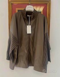 giacca in ecopelle, seta e cashmere 