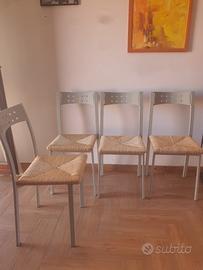 Sedia in ferro con seduta in paglia