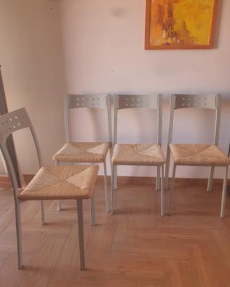 Sedia in ferro con seduta in paglia