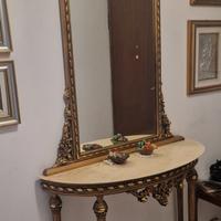 Consolle vintage in marmo anni 60 con specchiera 