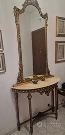 Consolle vintage in marmo anni 60 con specchiera 