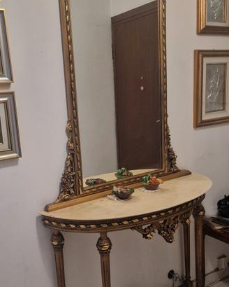 Consolle vintage in marmo anni 60 con specchiera 