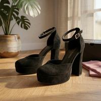 Mary Jane, platform, tacco blocco, nero, 38