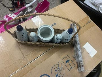 Set condimenti vintage in ceramica (Essig, Öl…..