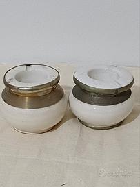 set posaceneri antivento in ceramica bianca 