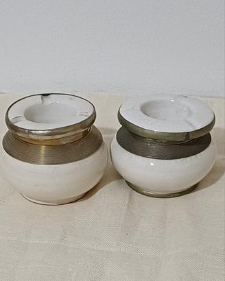 set posaceneri antivento in ceramica bianca 