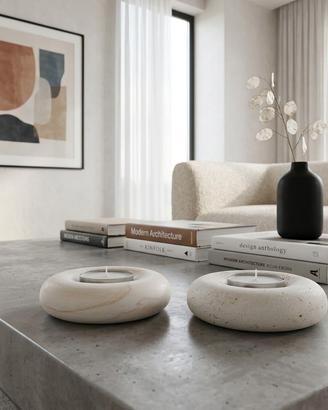 Porta candele in gesso ceramico