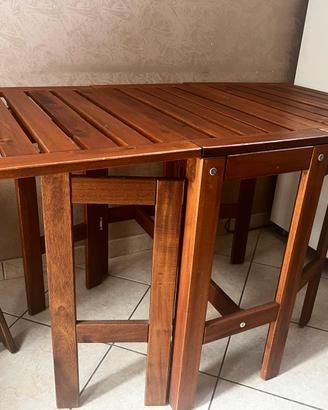 Tavolo sedie e pqnca di legno