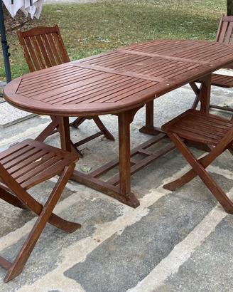 Tavolo da giardino allungabile e sedie pieghevoli