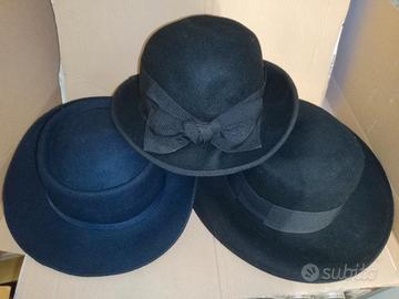 cappello donna feltro lana misura 55 blu nero 