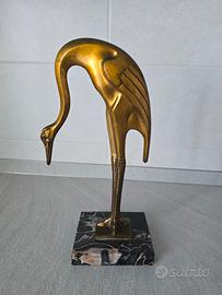 statua airone in ottone