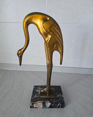 statua airone in ottone