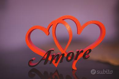 Cuore 3d con scritta Amore