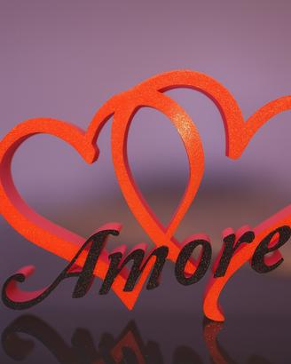 Cuore 3d con scritta Amore