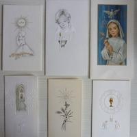 6 Santini prima comunione carta opaca anni '60-70