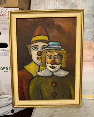 Quadro dipinto a olio "I Clown" Firmato G. De Mori
