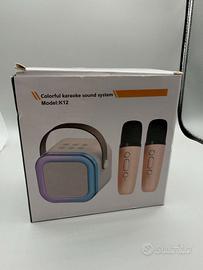 Mini Cassa Karaoke Bluetooth K12 con 2 Microfoni