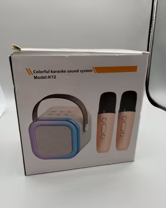 Mini Cassa Karaoke Bluetooth K12 con 2 Microfoni