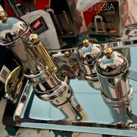 Set caffè 5pz KONTESSA acciaio & oro