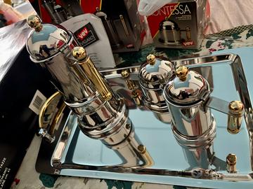Set caffè 5pz KONTESSA acciaio & oro