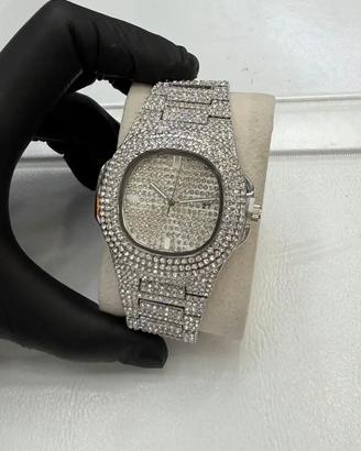 Orologio "Full Iced Out" Silver – Total Pavé di Cr