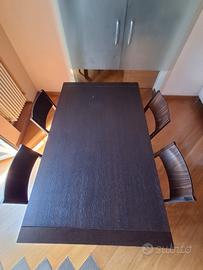TAVOLO- 4 SEDIE- MADIA IN LEGNO WENGE