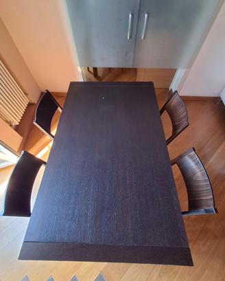 TAVOLO- 4 SEDIE- MADIA IN LEGNO WENGE