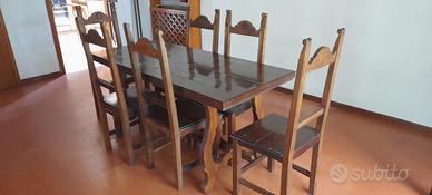 TAVOLO IN NOCE CON 6 SEDIE TUTTO MASELLO