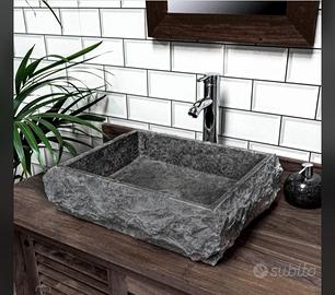 Lavabo da appoggio 50 x 40 cm in marmo bocciardato