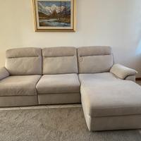 Divano angolare con penisola in tessuto beige