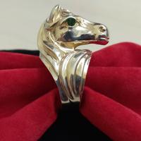 anello cavallo in argento 925 placcato oro 18 Kt 